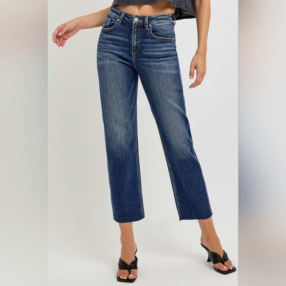 RISEN Women's Slim Barrel Jeans Ankle Dark HR Cottagecore Modern Various NEW - Picture 7 of 8